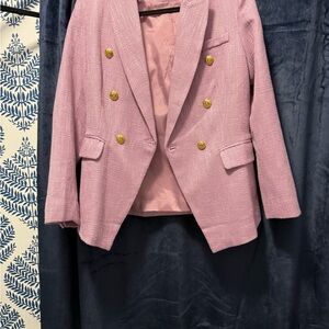 Women's Pink Blazer with Gold Buttons